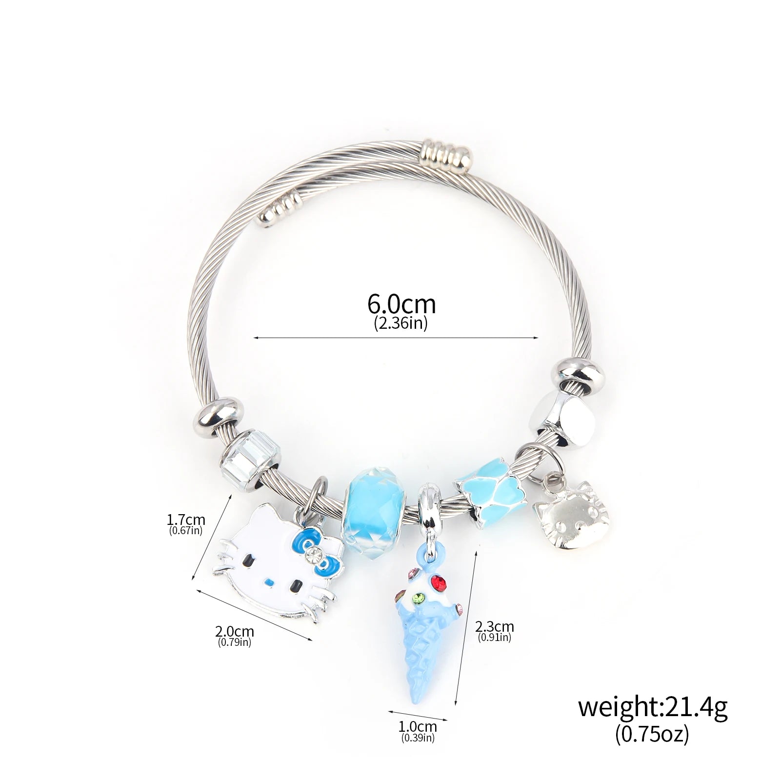 Cute Girl Sanrio Pink Hello Kitty Enamel Bracelet - Image 7