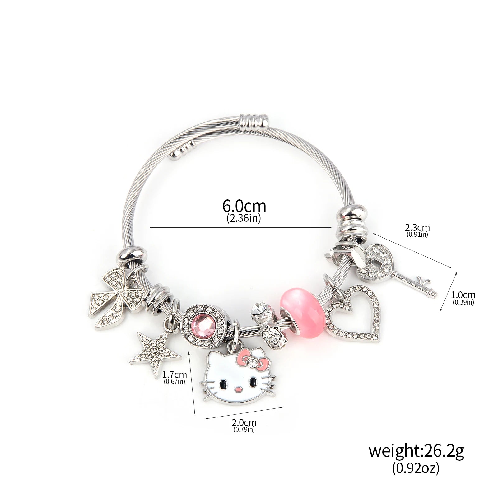 Cute Girl Sanrio Pink Hello Kitty Enamel Bracelet - Image 7