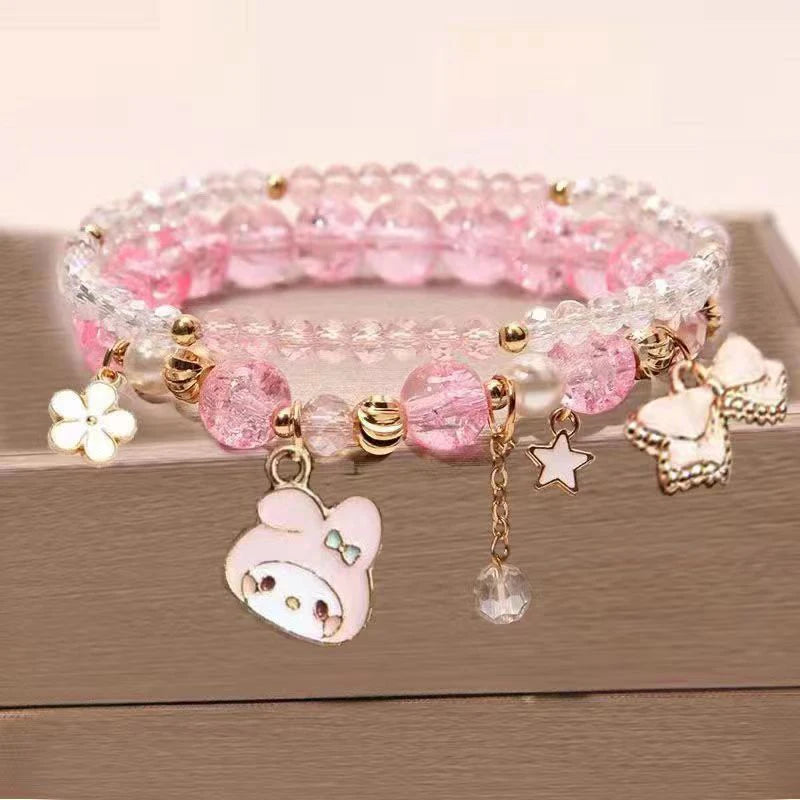 1PCS Kawaii Sanrio Kuromi & My Melody Crystal Beads Bracelet - Image 21