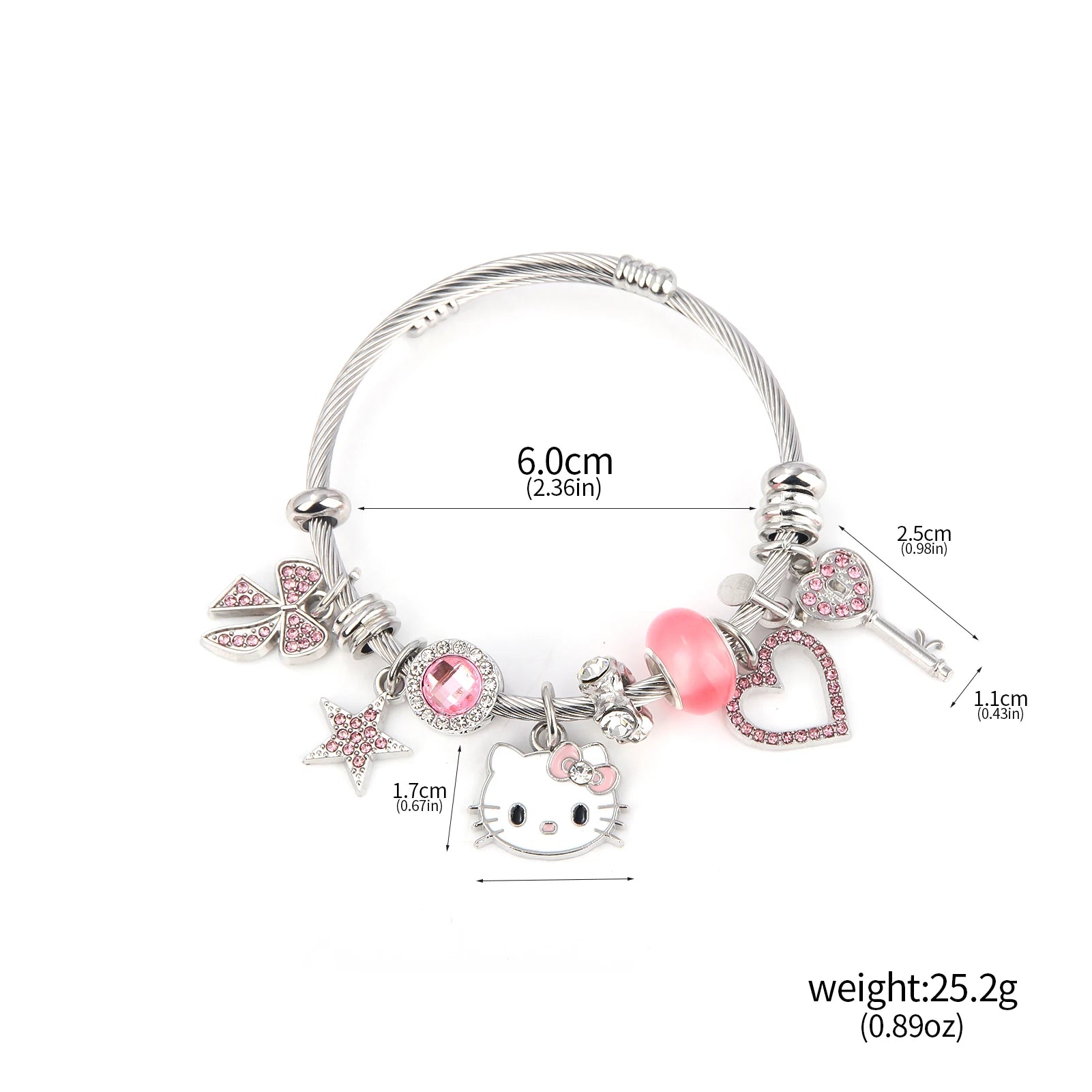 Cute Girl Sanrio Pink Hello Kitty Enamel Bracelet - Image 12