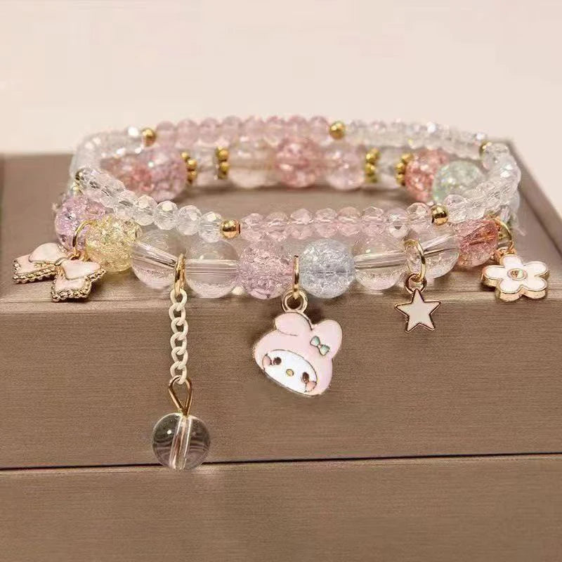1PCS Kawaii Sanrio Kuromi & My Melody Crystal Beads Bracelet - Image 22