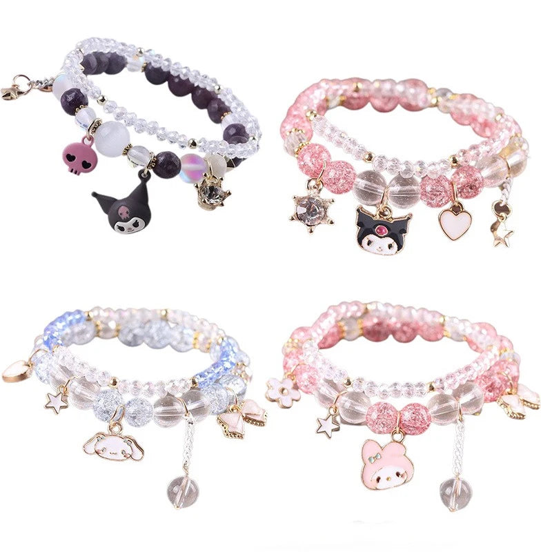 1PCS Kawaii Sanrio Kuromi & My Melody Crystal Beads Bracelet