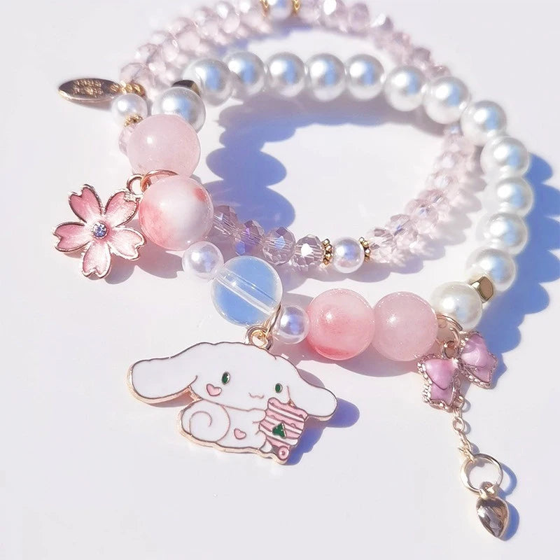 1PCS Kawaii Sanrio Kuromi & My Melody Crystal Beads Bracelet - Image 3