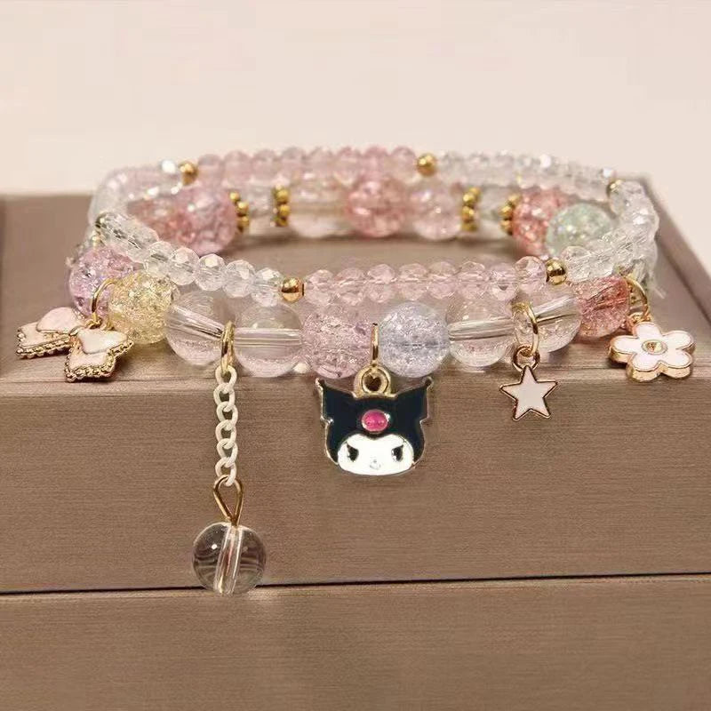 1PCS Kawaii Sanrio Kuromi & My Melody Crystal Beads Bracelet - Image 12
