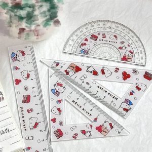 Hello Kitty Cartoon Animation Peripheral Cute Acrylic Ruler Four-Piece Set