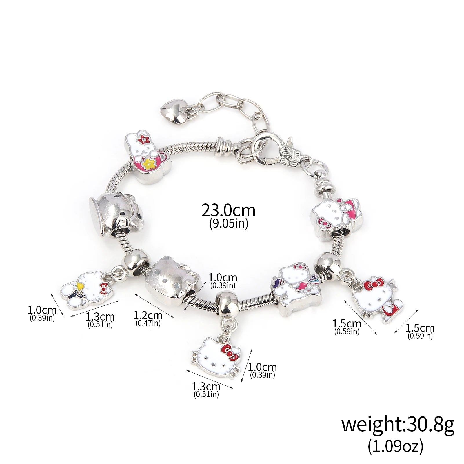Cute Girl Sanrio Pink Hello Kitty Enamel Bracelet - Image 8