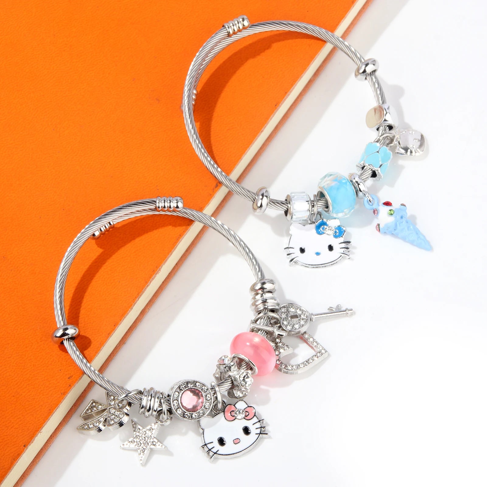 Cute Girl Sanrio Pink Hello Kitty Enamel Bracelet - Image 3